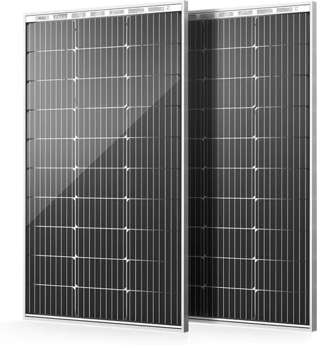 HQST 100W 12V Panel Solar Monocristalino, Módulo de Alta Eficiencia de Energía Fotovoltaica para Carga de Batería, Barco, Caravana, Vehículo