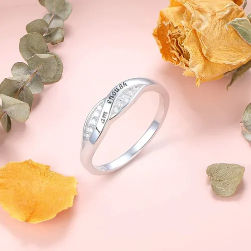 Miniatura 5 de Anillo de plata de ley 925 con circonita cúbica, regalo de cumpleaños para mujeres, adolescentes, niñas, tamaño 5 - 10, Metal, circonita