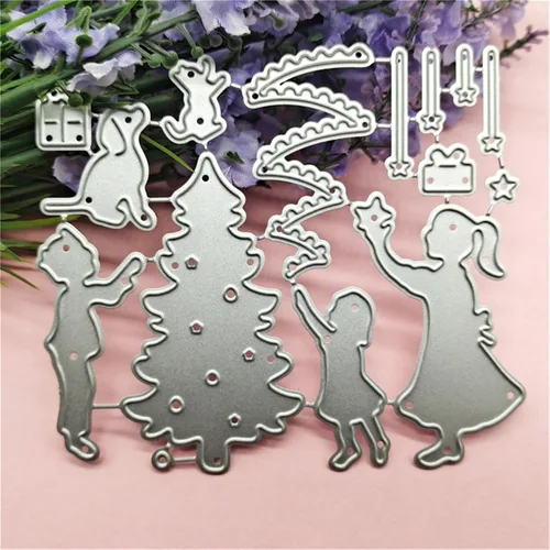 Miniatura 5 de Plantillas de corte para álbumes de recortes, troqueles de metal de Navidad para hacer tarjetas, plantilla de perforación para manualidades