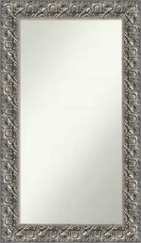 Miniatura 364 de Amanti Art Espejo de baño plateado para sobre fregadero, 26 x 26 pulgadas, espejo cuadrado de níquel pulido, marco de madera tradicional mediano, se
