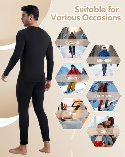 Miniatura 6 de CL convallaria Ropa interior térmica para hombre, ropa interior larga con forro polar, capa base para clima frío, XS-4XL