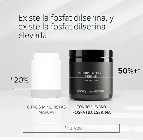 Miniatura 4 de Toniiq Fosfatidilserina - Fórmula de 400 mg - La primera del mundo con 50% de pureza - La mayor pureza en los EE. UU. - Suplemento