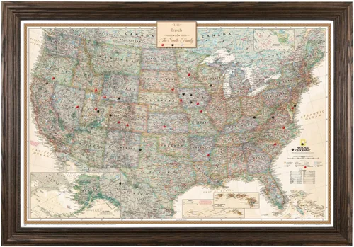 Miniatura 14 de Push Pin Travel Maps - Executive US - Mapa de pines enmarcado con marco negro para rastrear tus viajes - 27.5 x 39.5 pulgadas - 8 opciones de marco