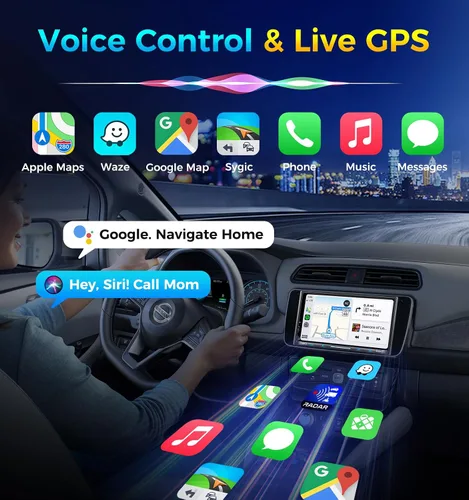 Miniatura 4 de PLZ estéreo de coche inalámbrico de doble DIN de 7" con pantalla QLED para automóvil, Apple Carplay, Radio, Android Auto, Bluetooth 5.3, Cargador