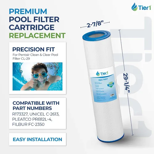 Miniatura 2 de Tier1 Repuesto para cartucho de filtro de piscina Pentair R173327 Compatible con Lifeguard CL-29, Pleatco PRB12L-4, Unicel C-2613, Filbur FC-2350