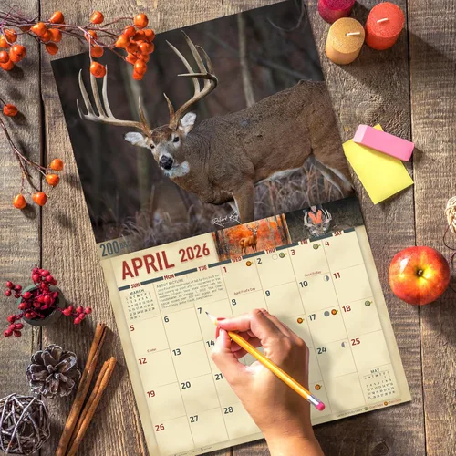 Miniatura 6 de Calendario de pared de venado cola blanca monstruo 2026, 16 meses, tamaño XL, 14x22, Calendario Big Buck Rack de The KING Company - Calendarios