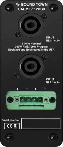 Miniatura 4 de Sound Town CARME Series - Altavoz profesional PA DJ de 2 vías de 12 pulgadas, 700 W, negro con controlador de titanio, madera contrachapada