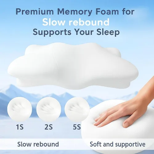 Miniatura 5 de Almohada cervical extra alta para hombros anchos, almohada de apoyo de espuma viscoelástica de contorno firme, diseño ergonómico de alto perfil