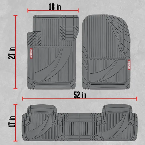 Miniatura 8 de Motor Trend FlexTough™ - Alfombrillas de goma gris para coche de alta resistencia Todo el clima y forro de carga Jumbo para SUV Set completo