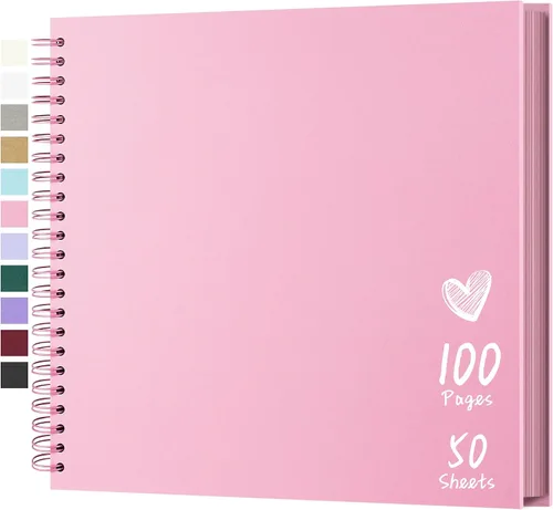 Miniatura 23 de Álbum de recortes de 7 x 7 pulgadas, álbum de recortes DIY de tapa dura de papel kraft, álbumes de fotos, 40 páginas, perfecto para fotos de 4 x 6