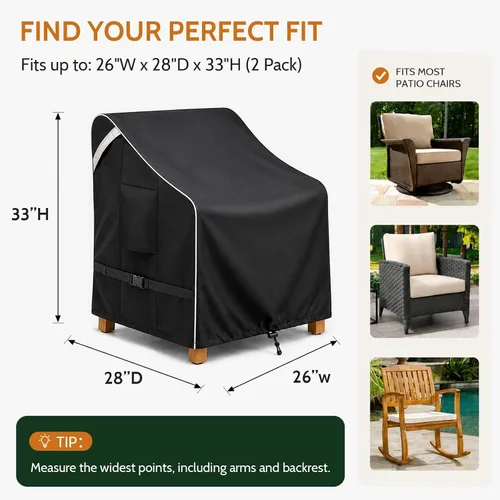 Miniatura 2 de COSFLY Fundas para sillas de patio al aire libre, impermeables, resistentes a los rayos UV, ajuste ajustable con correas de hebilla, se adapta a