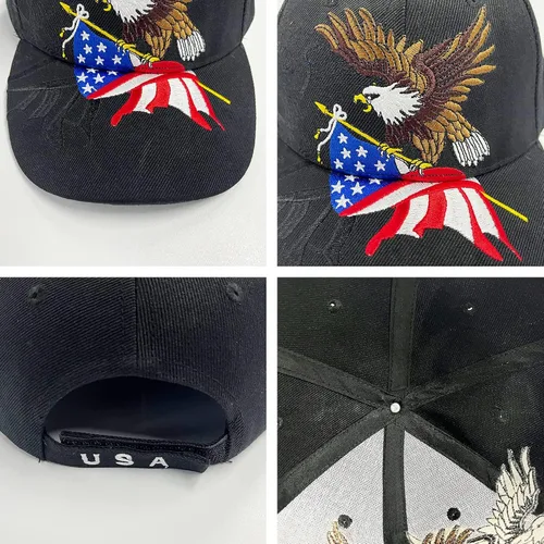 Miniatura 4 de FLYOUTH - Gorra de béisbol creativa con diseño de águila y bandera de Estados Unidos, gorra bordada con visera