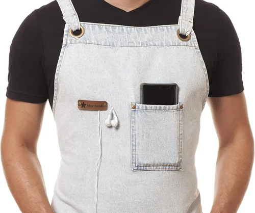 Miniatura 6 de Delantal de cocina profesional diseñado para cocina, barbacoa, parrilla, 10 onzas, babero ajustable para mujeres y hombres, con lazo para toalla