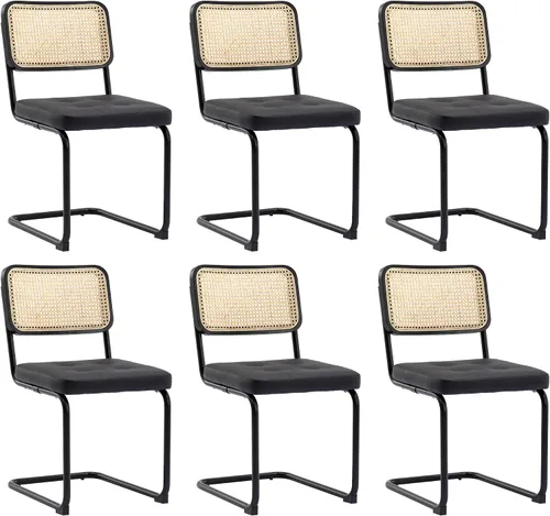 Miniatura 12 de KCC Juego de 2 sillas de comedor modernas de mediados de siglo, ratán de piel sintética, sillas auxiliares de comedor de cocina con patas de metal