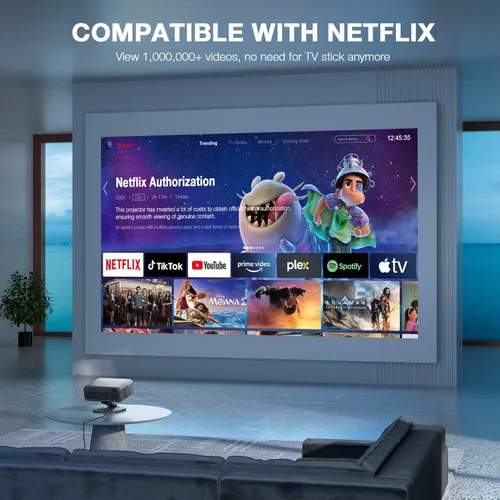 Miniatura 2 de [Aplicación con licencia oficial y 2500 ANSI] Proyector 4K con WiFi y Bluetooth, audio Dolby 3D y proyector inteligente de enfoque automático, Gris