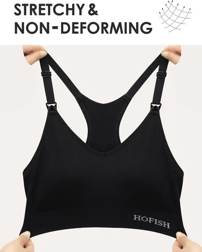 Miniatura 5 de HOFISH Sujetadores de lactancia de soporte para lactancia materna de impacto medio para maternidad y lactancia, brasier deportivo sin costuras