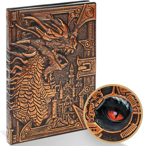 Cuaderno de escritura de 3D Dragón DND, libro de cuero de fantasía D&D para regalos de Dungeons and Dragons, accesorios para amantes de RPG Nerdy DM