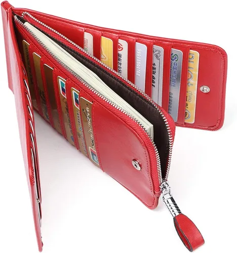 Miniatura 4 de Huztencor cartera de cuero con bolsillo para tarjeta de crédito bloqueo RFID, billetera, funda para tarjetas para mujer