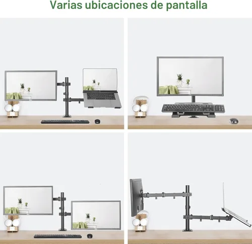 Miniatura 7 de UPGRAVITY Soporte para monitor y portátil, brazo de monitor con bandeja ventilada para pantallas LCD de computadora de 13 a 27 pulgadas y portátiles