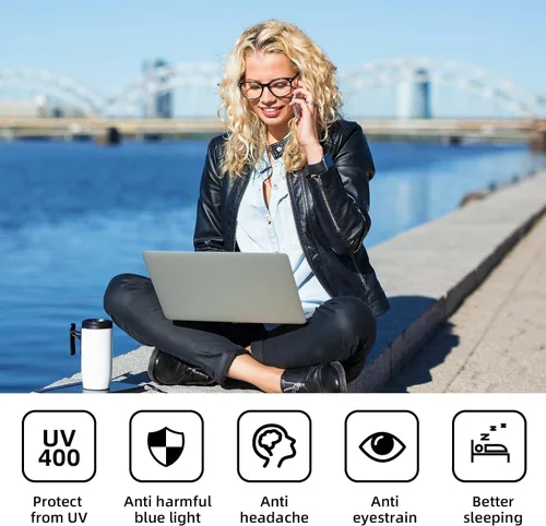Miniatura 6 de Okany Lentes de bloqueo de luz azul para mujeres, hombres y mujeres, con filtro de pantalla de computadora negra, gafas de juego para mujeres