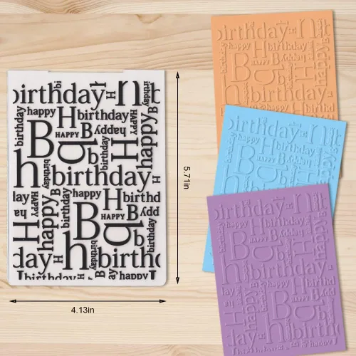 Miniatura 2 de Carpetas en relieve de plástico de feliz cumpleaños para hacer tarjetas, palabras, fondo, álbum de recortes, plantilla de plástico, álbum de fotos