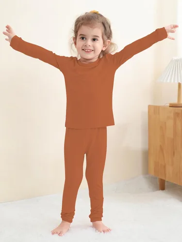 Miniatura 20 de GUISBY Conjunto de pijama de rayón de bambú para niños y niñas, ajuste cómodo, para uso diario, conjunto de pijama de 2 piezas