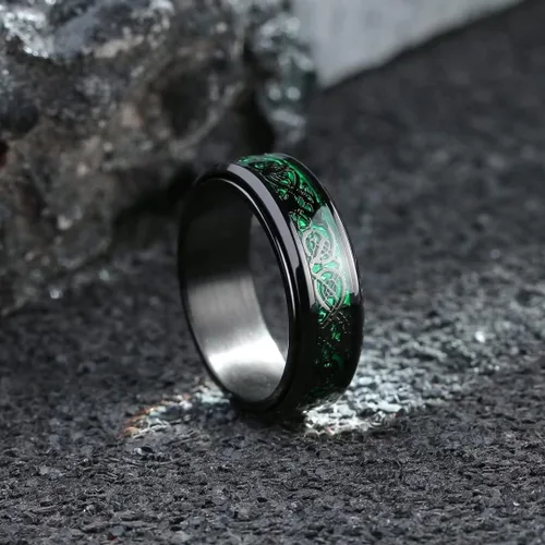 Miniatura 106 de King Will Anillo giratorio de acero inoxidable 316L para hombres y mujeres, 0.315 in de dragón/nudo celta, anillo para ansiedad para aliviar