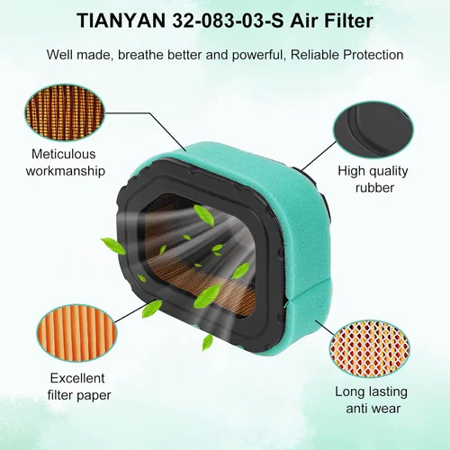 Miniatura 5 de TIANYAN 32 083 03-S 32 883 03-S 32-083-05-S Filtro de aire y prefiltro para motores Kohler Courage Engine SV710 SV715 SV720 SV730 SV735 SV740 Deere
