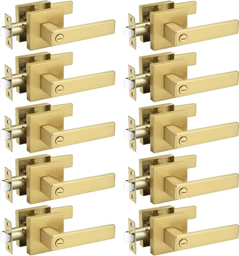 Miniatura 18 de Priobrico - Manija de puerta interior de bronce aceitado con cerradura, manijas de puerta de privacidad para dormitorio, perillas modernas de puerta