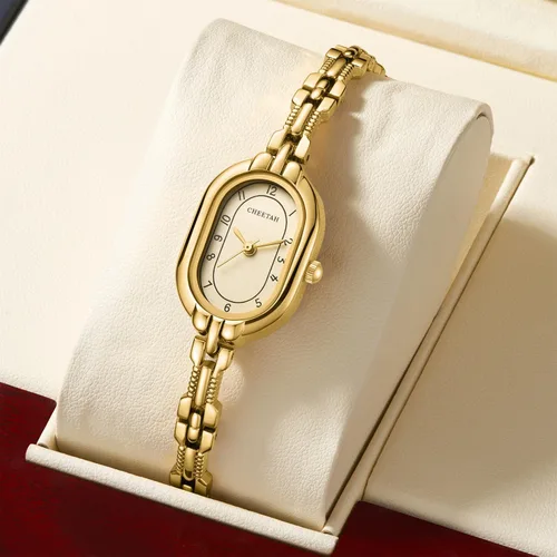 Miniatura 8 de CHEETAH Reloj de pulsera de oro para mujer, pulsera vintage pequeña, esfera numérica fácil de leer, resistente al agua