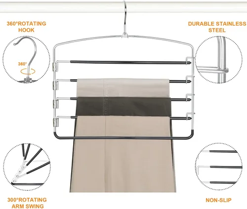 Miniatura 6 de TOPIA HANGER Perchas para Pantalones que Ahorran Espacio Paquete de 3 Perchas para Pantalones de Yoga Leggings para Closet Antideslizantes de 5