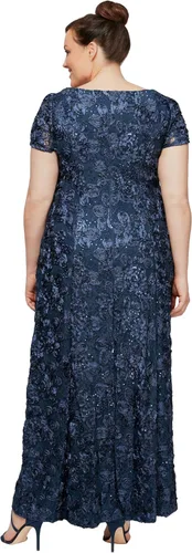 Miniatura 2 de Alex Evenings Women's Long Rosette Mother of The Bride Dress with Short Sleeves, Formal Gown, Wedding Guest (Plus Size)