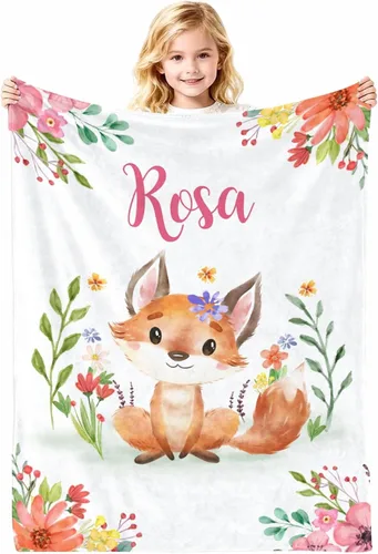 Miniatura 8 de Manta de bebé personalizada con nombre, cobijas de franela suaves y personalizadas con diseño de animales para recién nacidos, niños y niñas
