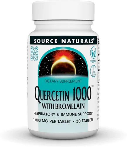Source Naturlas Quercetina 1000 con bromelina, apoyo respiratorio e inmunológico*, tabletas de 1000 mg, 30 unidades