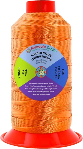 Miniatura 189 de Mandala Crafts - Hilo de nailon para coser cuero, tapicería, mezclilla y para trenzar el pelo; resistente, 1500 yardas, tamaño 69 T70 Marrón