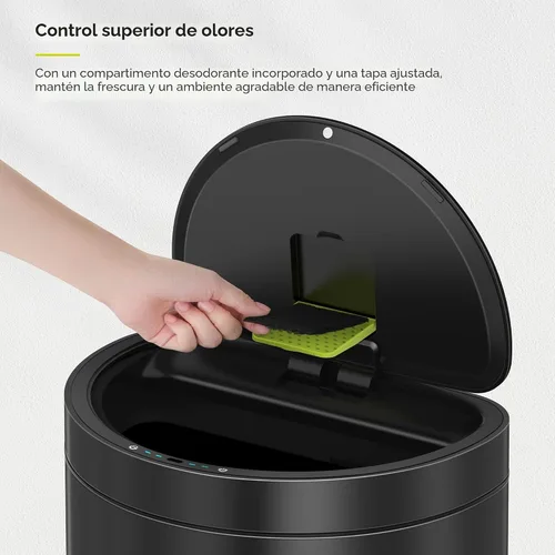 Miniatura 8 de EKO Mirage - Cubo de basura semicircular con sensor de movimiento de 47 litros/12.4 galones, cubo de basura automático para cocina con compartimento