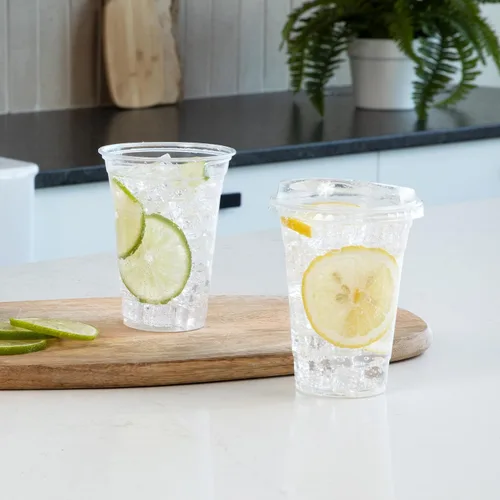 Miniatura 8 de Prestee 100 tazas de café helado desechables transparentes con tapas, 16 onzas, vasos de plástico con tapas sin pajilla, taza duradera