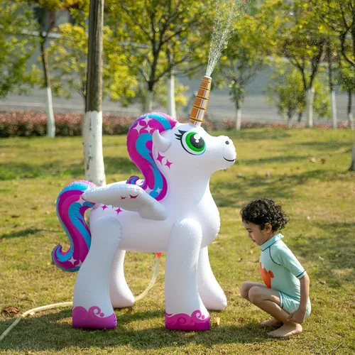 Miniatura 4 de JOYIN Rociador inflable de 48 pulgadas con diseño de unicornio, juguete inflable de agua para diversión al aire libre de verano, juguete de aspersor