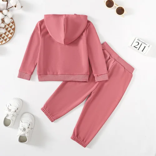 Miniatura 6 de Conjunto de sudadera con capucha y cremallera de 2 piezas para bebés, niñas y niños pequeños