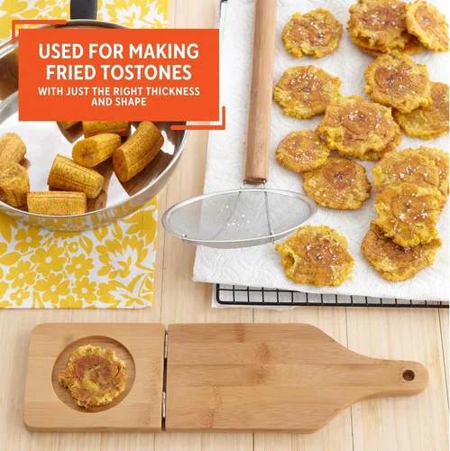 Miniatura 5 de IMUSA BAM-10007 Jumbo Tostonera, Natural - Pataconera de bambú, prensa de plátano, máquina para hacer tortillas y quesadillas, prensa de masa