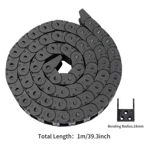 Miniatura 4 de FYSETC Cadena de arrastre de 0.394 x 0.591 in - 39.3 pulgadas R18 Cadena de cable plano de plástico negro: Cadena de alambre de radio pequeño tipo