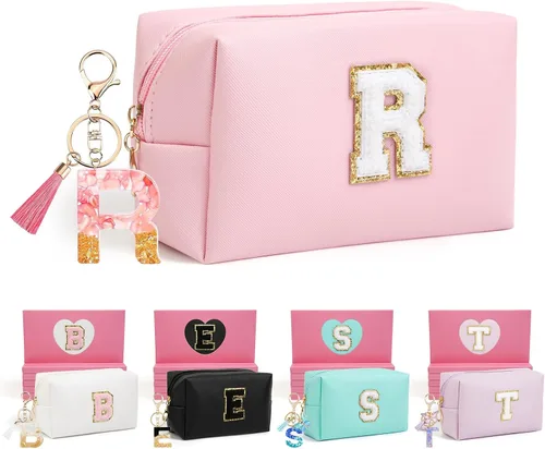 Miniatura 43 de AIBFRID 2 piezas de bolsas de maquillaje iniciales para mujeres, regalos de cumpleaños para niñas de 4 5 6 7 8 9 10 11 12 años, bolsas de cosméticos