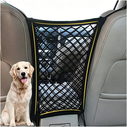 DYKESON Barrera de red para perros con organizador de malla para automóvil para perros y niños, divisor de seguridad con bolsa de almacenamiento