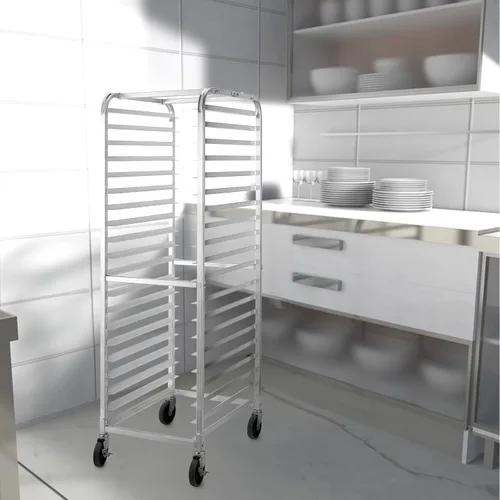 Miniatura 7 de HALLY SINKS & TABLES H Estante para panecillos de 20 niveles con ruedas, estante comercial de aluminio para panadería completa y media hoja, cocina