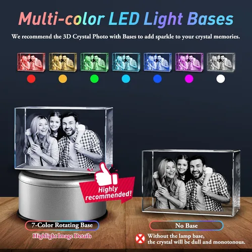 Miniatura 4 de Foto de cristal 3D, regalo personalizado para el día de la madre para mujeres, regalos de boda personalizados con tu propia foto para ella, él