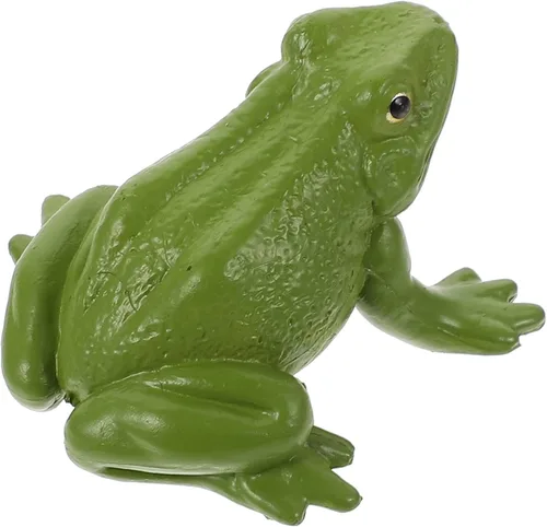 NUOBESTY Figura de juguete realista de rana verde, modelo animal de plástico para educación científica de niños, figura de rana en miniatura para