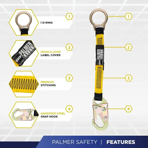 Miniatura 6 de Palmer Safety Hammerhead - Arnés de seguridad acolchado de 5 puntos, pecho QCB, correas de patas con hebilla de lengua, anillos en D traseros y Slkr