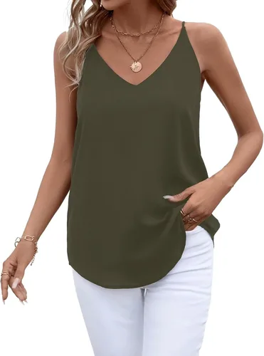 Miniatura 42 de Camiseta de chifón con tirantes delgados ajustables y cuello en V