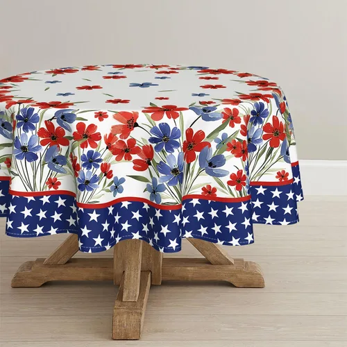 Miniatura 7 de Horaldaily Mantel del 4 de julio de 52 x 72 pulgadas, diseño patriótico de flores de amapola en acuarela, Día de la Independencia, Día