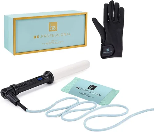 Be. - Rizador de pelo profesional de cerámica de 1 pulgada, rizador de pelo de calor instantáneo con LCD de 310 ℉ - 450 ℉ Control de temperatura